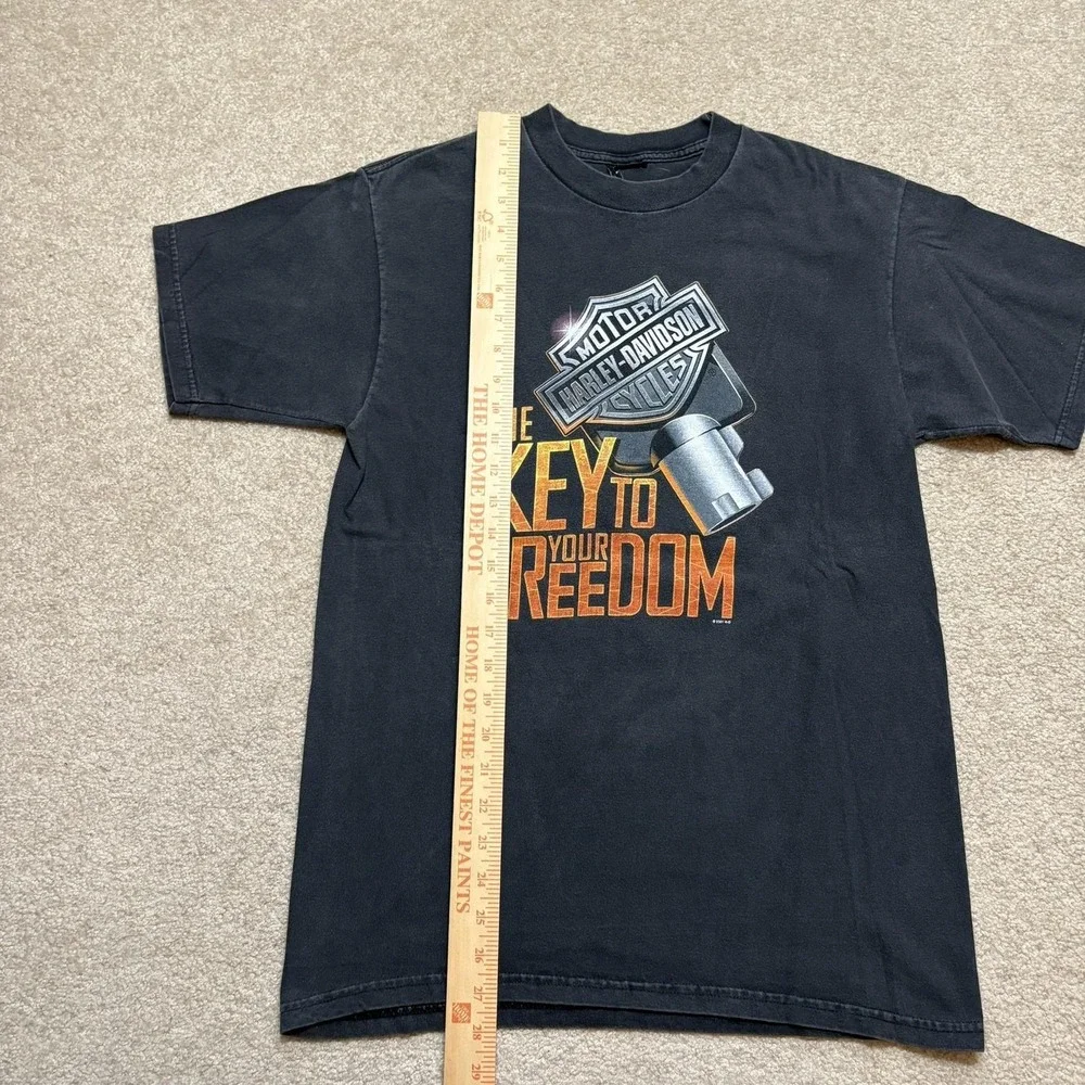 Vtg Harley-Davidson Shirt Mens Medium‎ Black Key to Freedom Eagle New York 2001